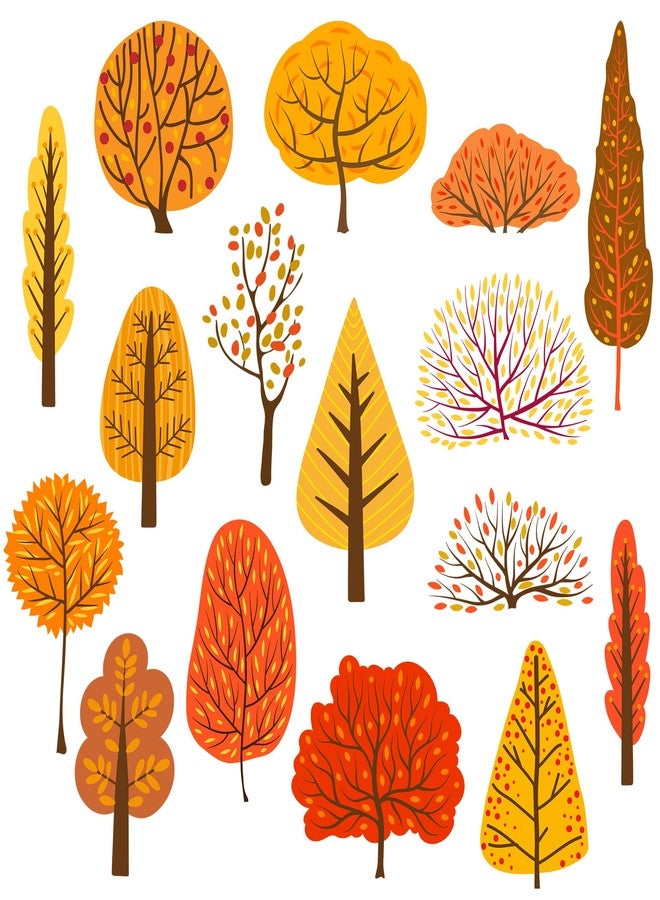Lucleag 320 PCS Fall Tree Stickers for Kids, Multi Styles Autumn Tree Stickers for Crafts, Small Fall Autumn Trees Stickers for Thanksgiving Fall Autumn Decorations Gift for Kids - Image 1
